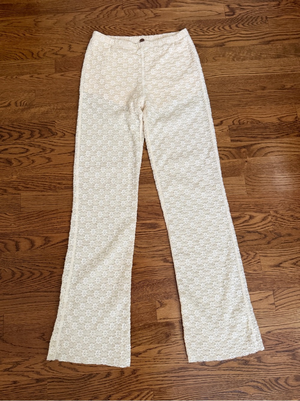Free People Cream Lace Boot-Cut Pants